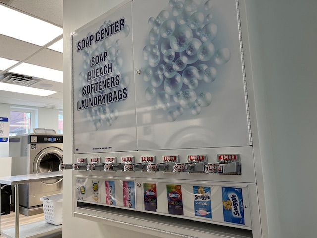 Clean laundromat Toronto detergent vending machine